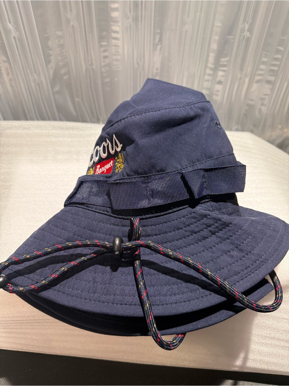 Coors Banquet Mad Engine Navy Boonie Bucket Hat Chin Strap NWT OSFM - Picture 8 of 8
